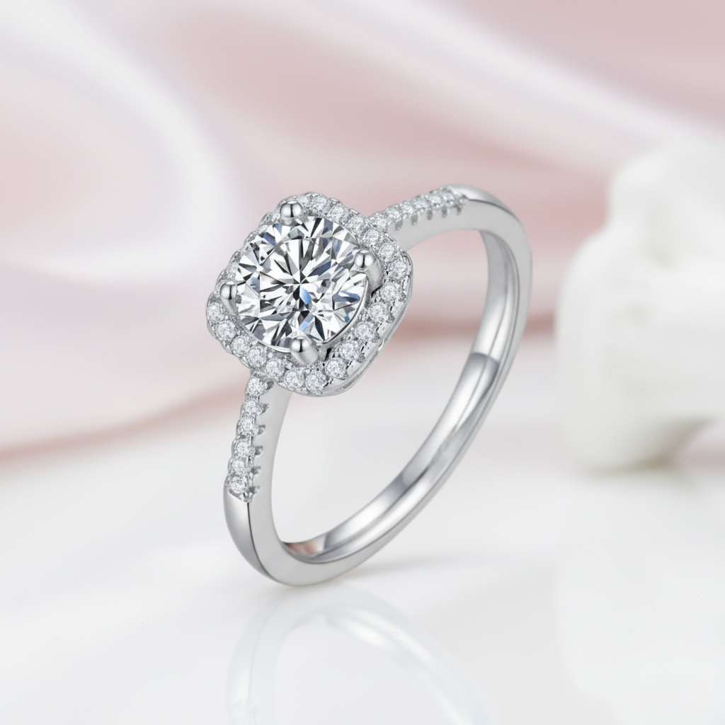 1.0Ct 6.5mm Diamond Option Engagement Ring-Black Diamonds New York
