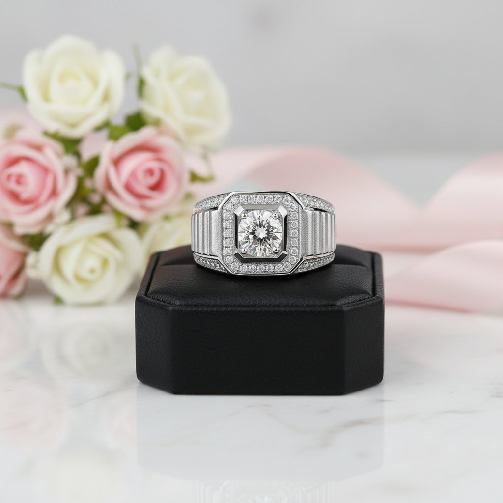 1.0Ct 6.5mm Diamond Option Men's Wedding Ring-Black Diamonds New York