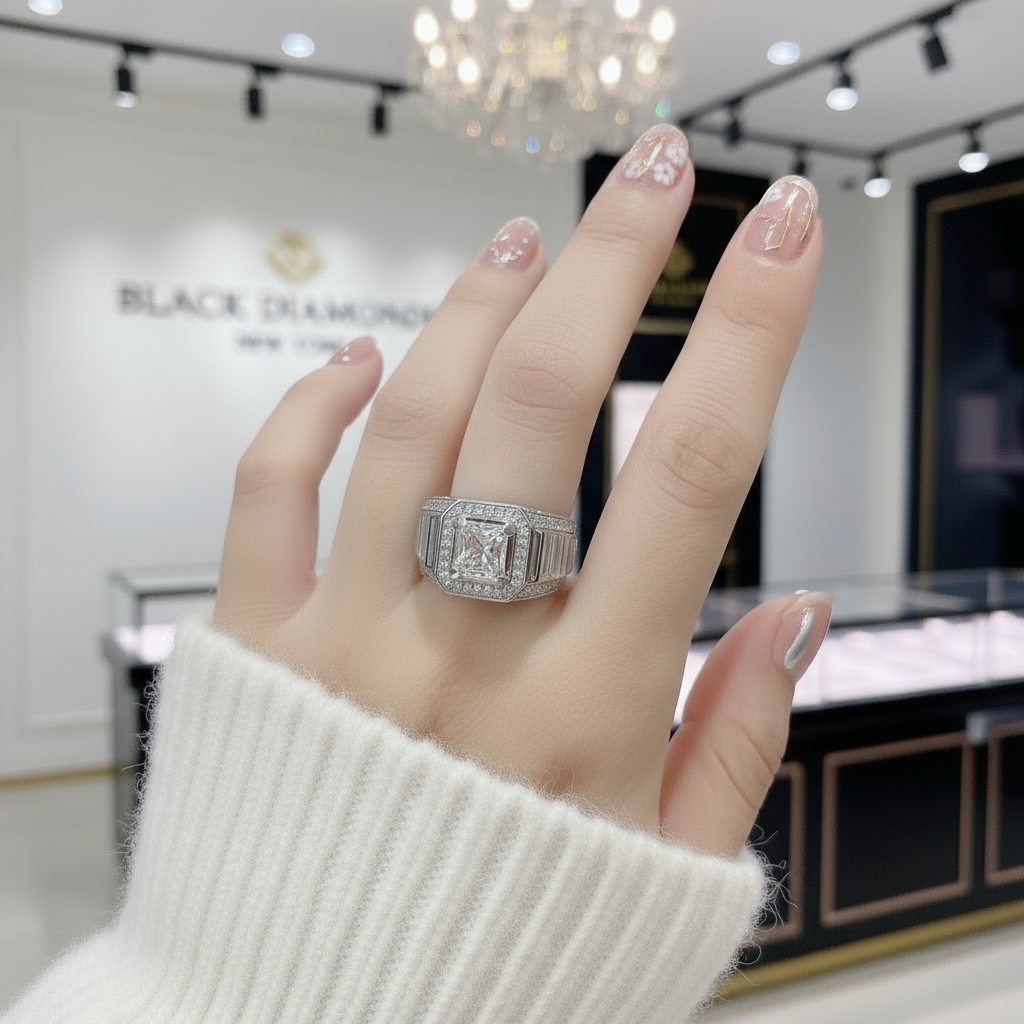 1.0Ct 6.5mm Diamond Men's Wedding Ring-Black Diamonds New York