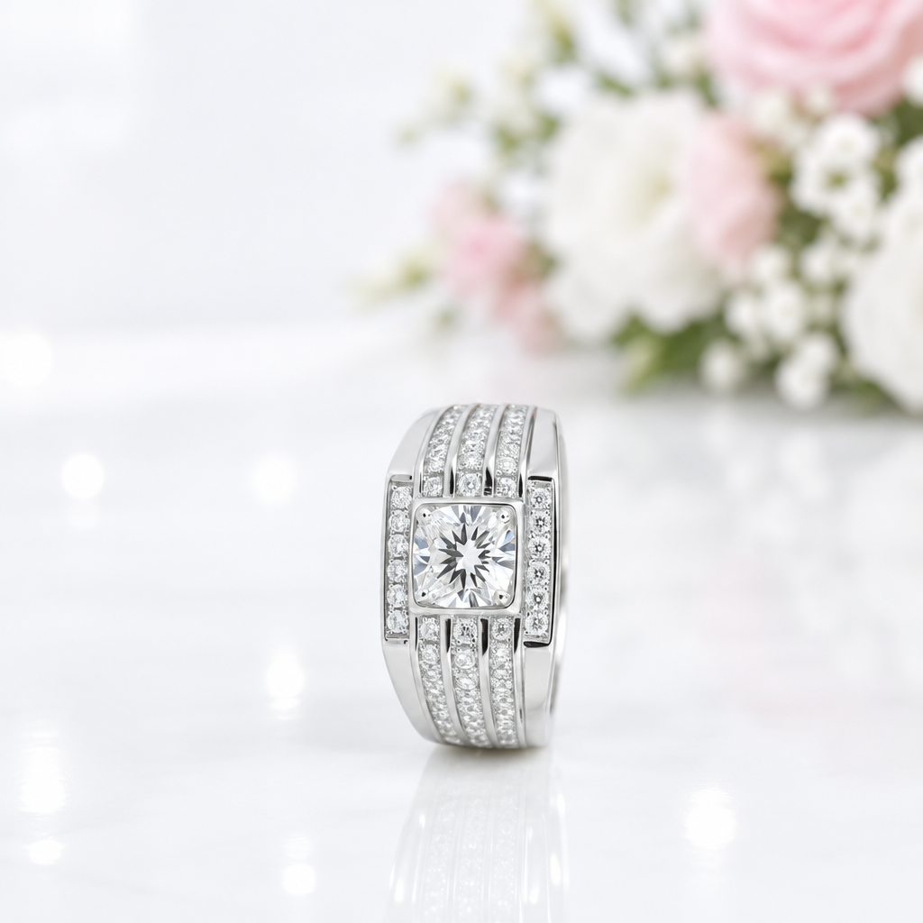 1.0ct 6.5mm Round Brilliant Men's Diamond Option Ring-Black Diamonds New York