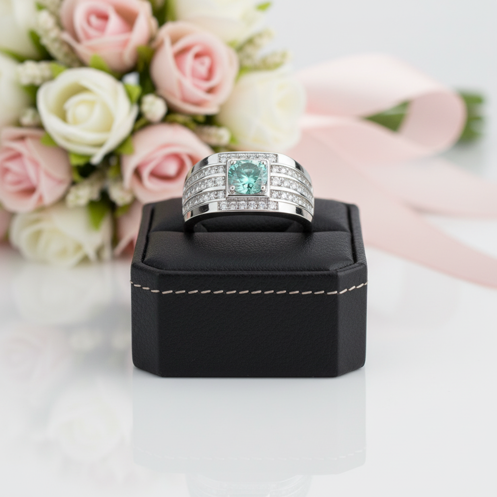 1.0ct 6.5mm Round Brilliant Diamond Option Men's Ring-Black Diamonds New York