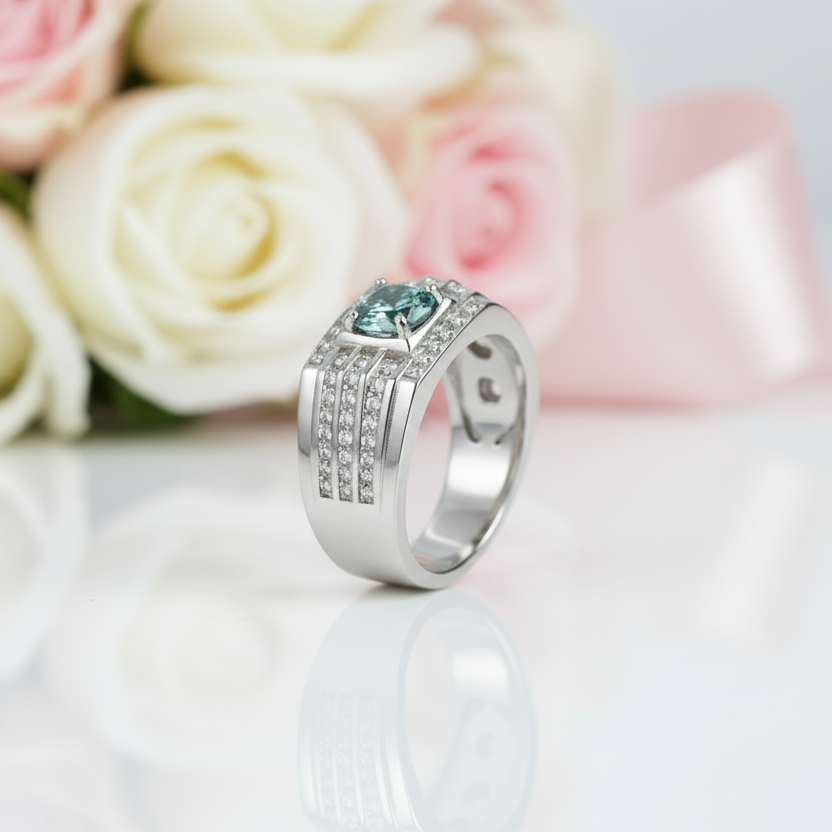 1.0ct 6.5mm Round Brilliant Diamond Option Men's Ring-Black Diamonds New York