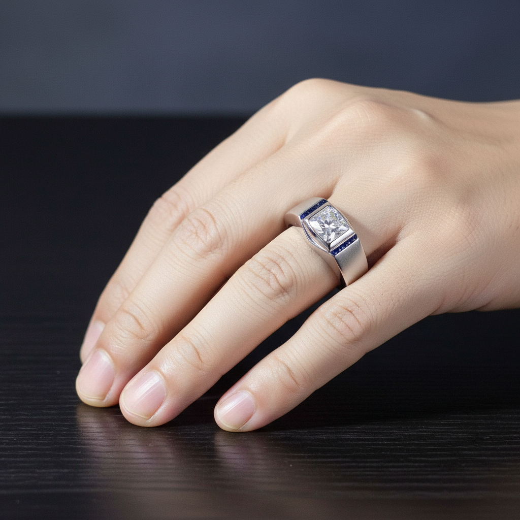 1.0ct 6.5mm Solitaire Diamond Men's Wedding Ring-Black Diamonds New York