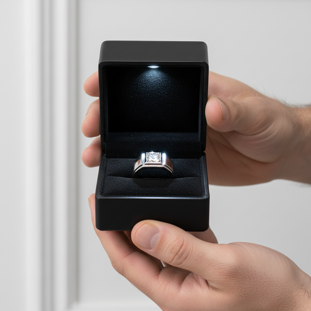 1.0ct 6.5mm Solitaire Diamond Option Men's Wedding Ring-Black Diamonds New York
