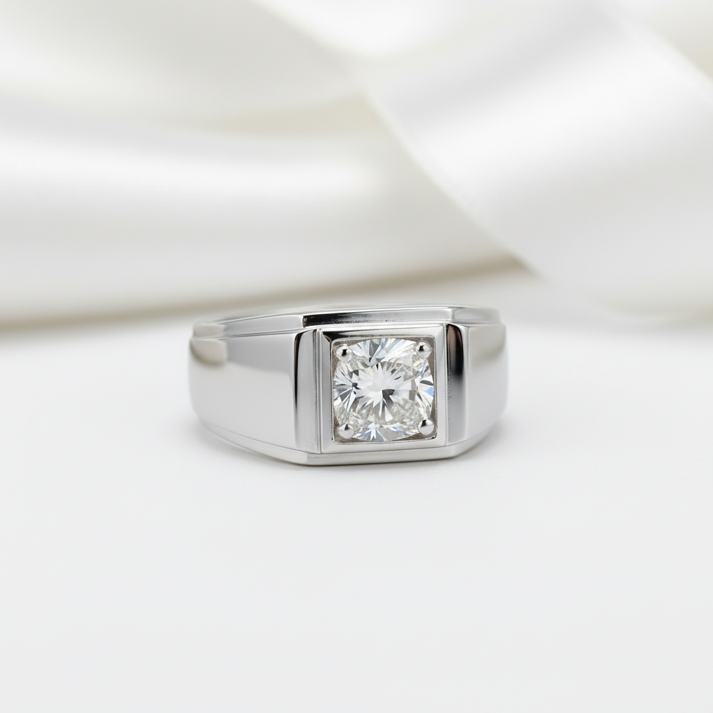1.0ct 6.5mm Solitaire Diamond Option Men's Wedding Ring-Black Diamonds New York