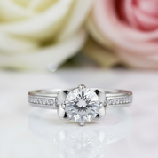 1.0Ct 6.5mm VVS1 Diamond Antique Style Ring-Black Diamonds New York