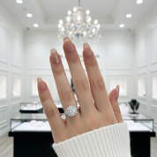 1.0Ct 6.5mm VVS1 Diamond Sun Flower Engagement Ring-Black Diamonds New York