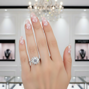 1.0Ct 6.5mm VVS1 Diamond Sun Flower Engagement Ring-Black Diamonds New York