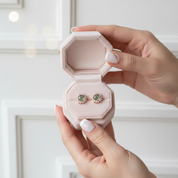 1.0 Ct 6mm Round Cut Moss Agate Snowflake Halo Studs Earring-Black Diamonds New York