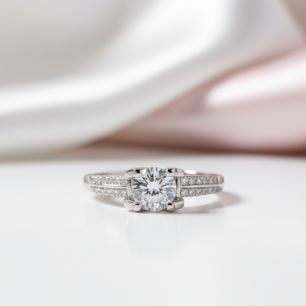 1.0Ct D Color 6.5mm Diamond Option Engagement Ring-Black Diamonds New York