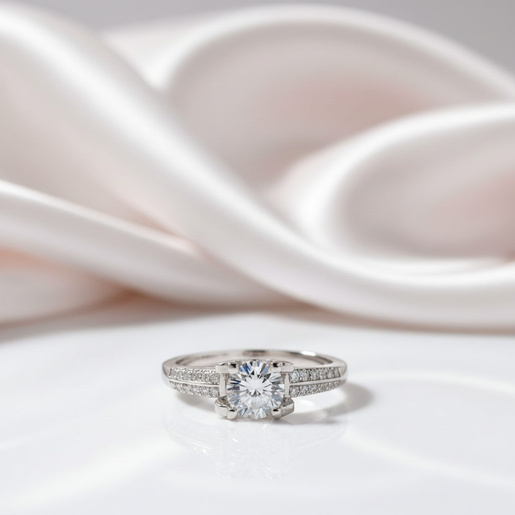 1.0Ct D Color 6.5mm Diamond Option Engagement Ring-Black Diamonds New York