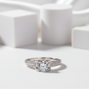 1.0Ct D Color 6.5mm Diamond Engagement Ring-Black Diamonds New York