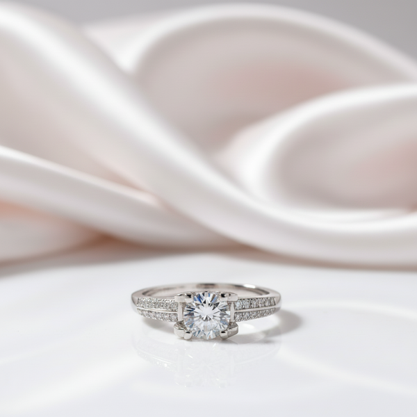 1.0Ct D Color 6.5mm Diamond Option Engagement Ring – Black