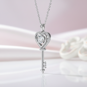 1.0Ct D Color Diamond Option Heart Key Pendant Necklace-Black Diamonds New York