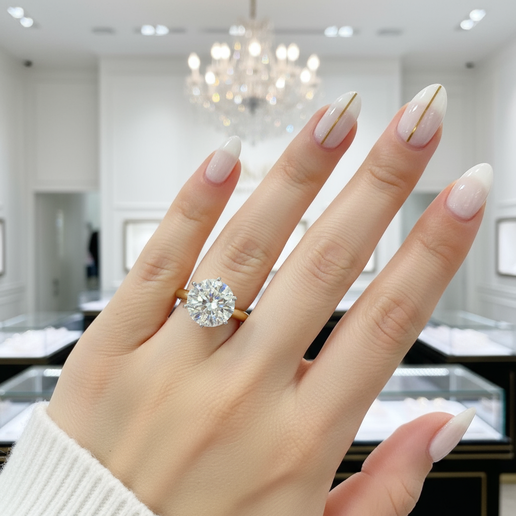 10ct Diamond Solitaire Six Prong Engagement Ring-Black Diamonds New York