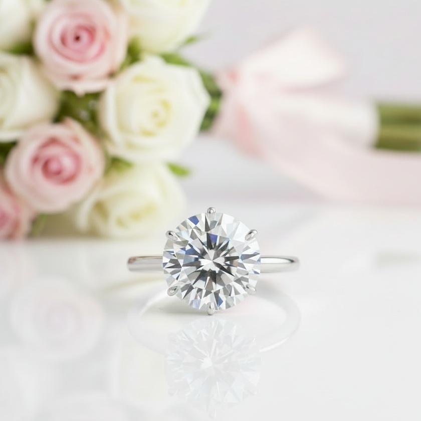 10ct Diamond Option Solitaire Six Prong Engagement Ring-Black Diamonds New York