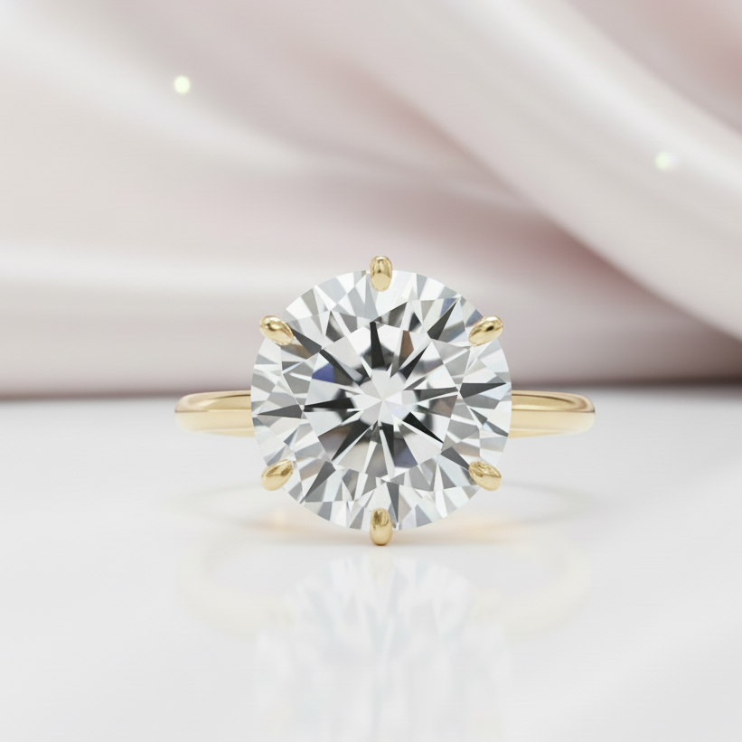 10ct Diamond Option Solitaire Six Prong Engagement Ring-Black Diamonds New York