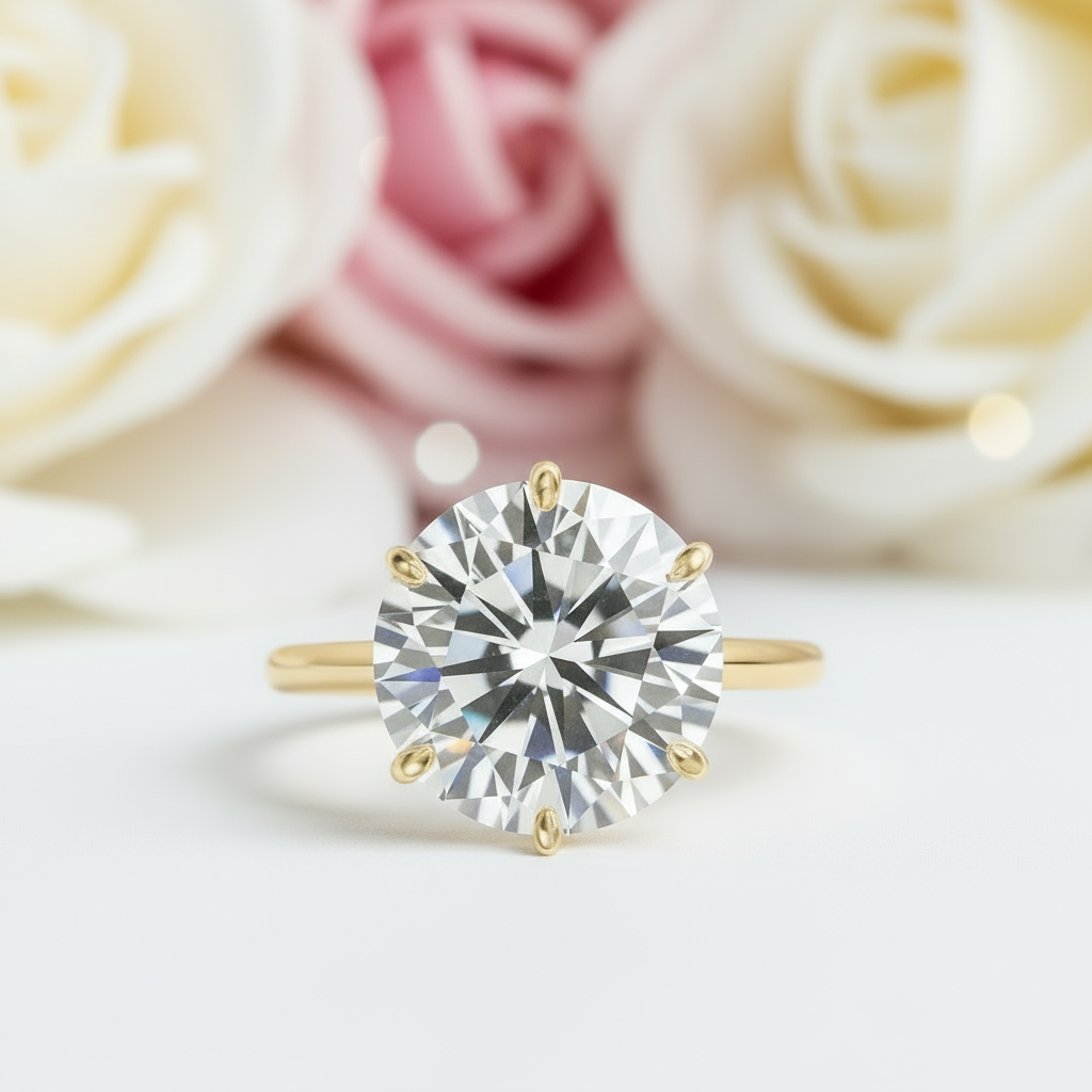 10ct Diamond Solitaire Six Prong Engagement Ring-Black Diamonds New York