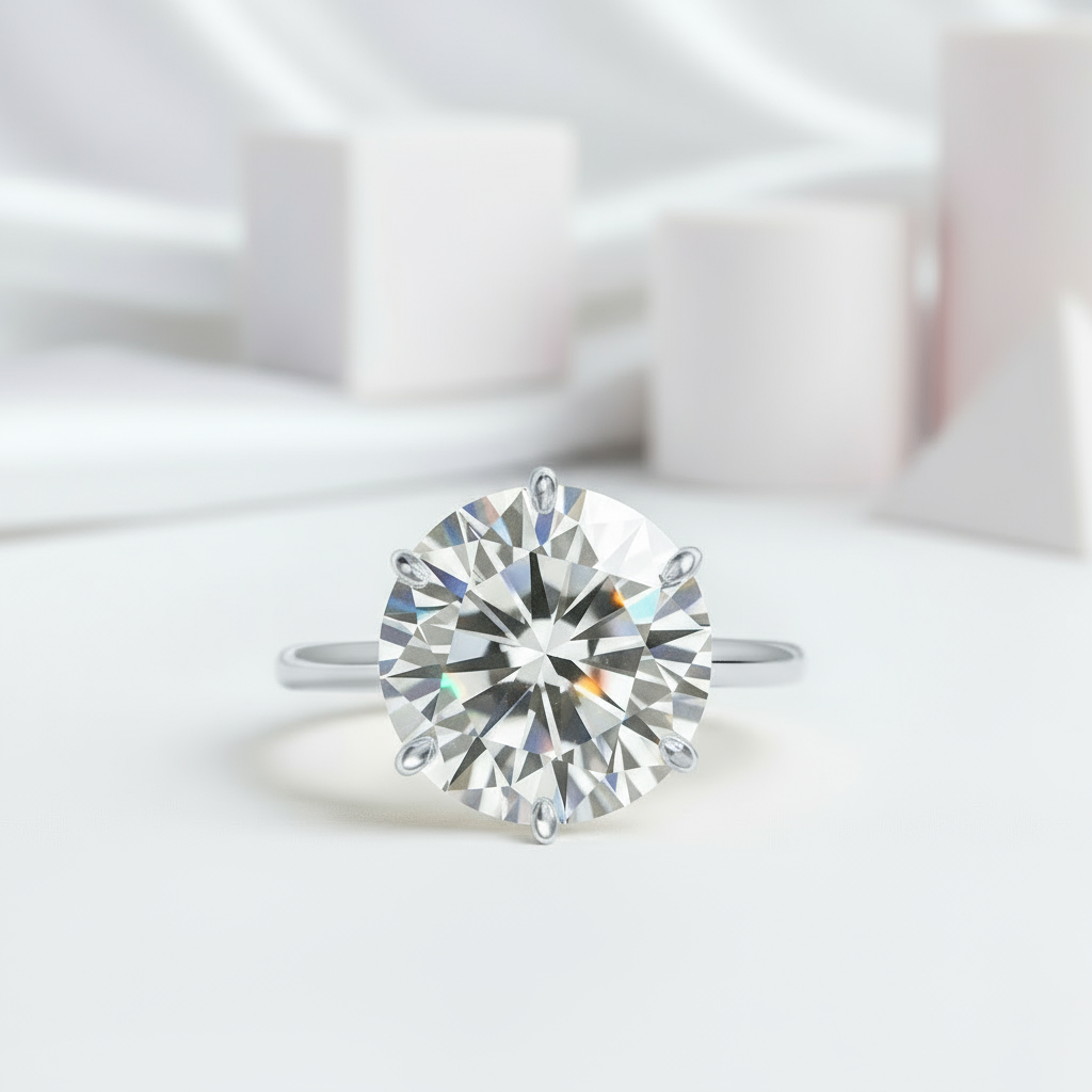 10ct Diamond Solitaire Six Prong Engagement Ring-Black Diamonds New York