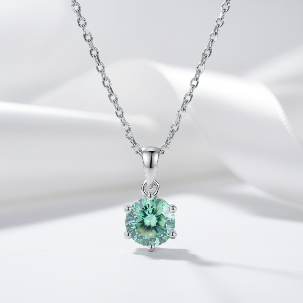 1.0 Ct Green Diamond Option Solitaire Necklace-Black Diamonds New York