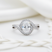 1.0ct Oval Cut Twist Engagement Ring-Black Diamonds New York