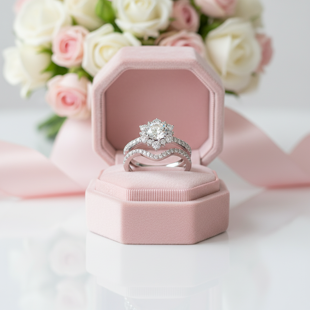1.0ct Round Cut Diamond Option Engagement Ring Set-Black Diamonds New York