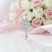 1.0ct Round Cut Diamond Flower Key Necklace-Black Diamonds New York