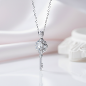 1.0ct Round Cut Diamond Option Flower Key Necklace-Black Diamonds New York