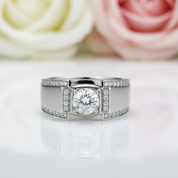 1.0ct Round Diamond Center Channel Sides Men's Diamond Ring-Black Diamonds New York