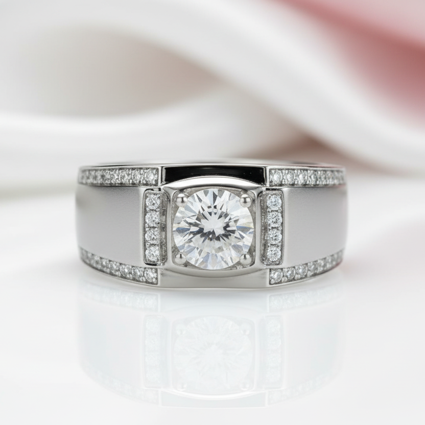 1.0ct Round Diamond Option Center Channel Sides Men's Diamond Option Ring-Black Diamonds New York