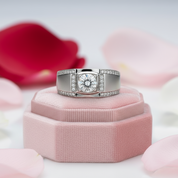 1.0ct Round Diamond Center Channel Sides Men's Diamond Ring-Black Diamonds New York