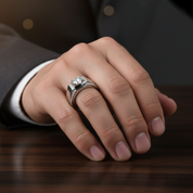 1.0ct Round Diamond Center Channel Sides Men's Diamond Ring-Black Diamonds New York