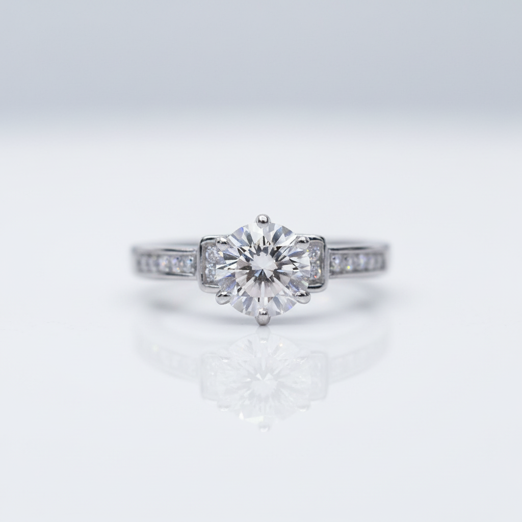 1.0Ct VVS1 6 Prong Diamond Option Twinkle Stone Adjustable Engagement Ring-Black Diamonds New York