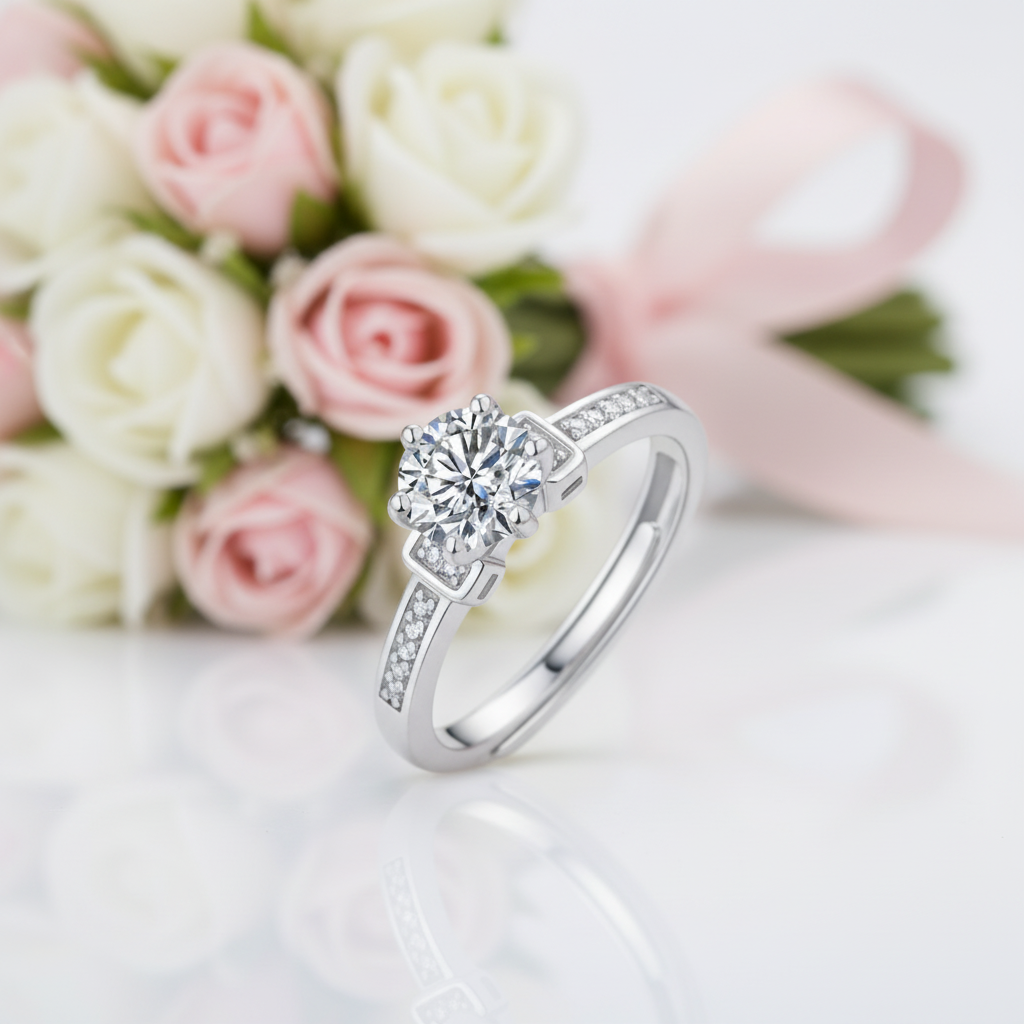 1.0Ct VVS1 6 Prong Diamond Option Twinkle Stone Adjustable Engagement Ring-Black Diamonds New York