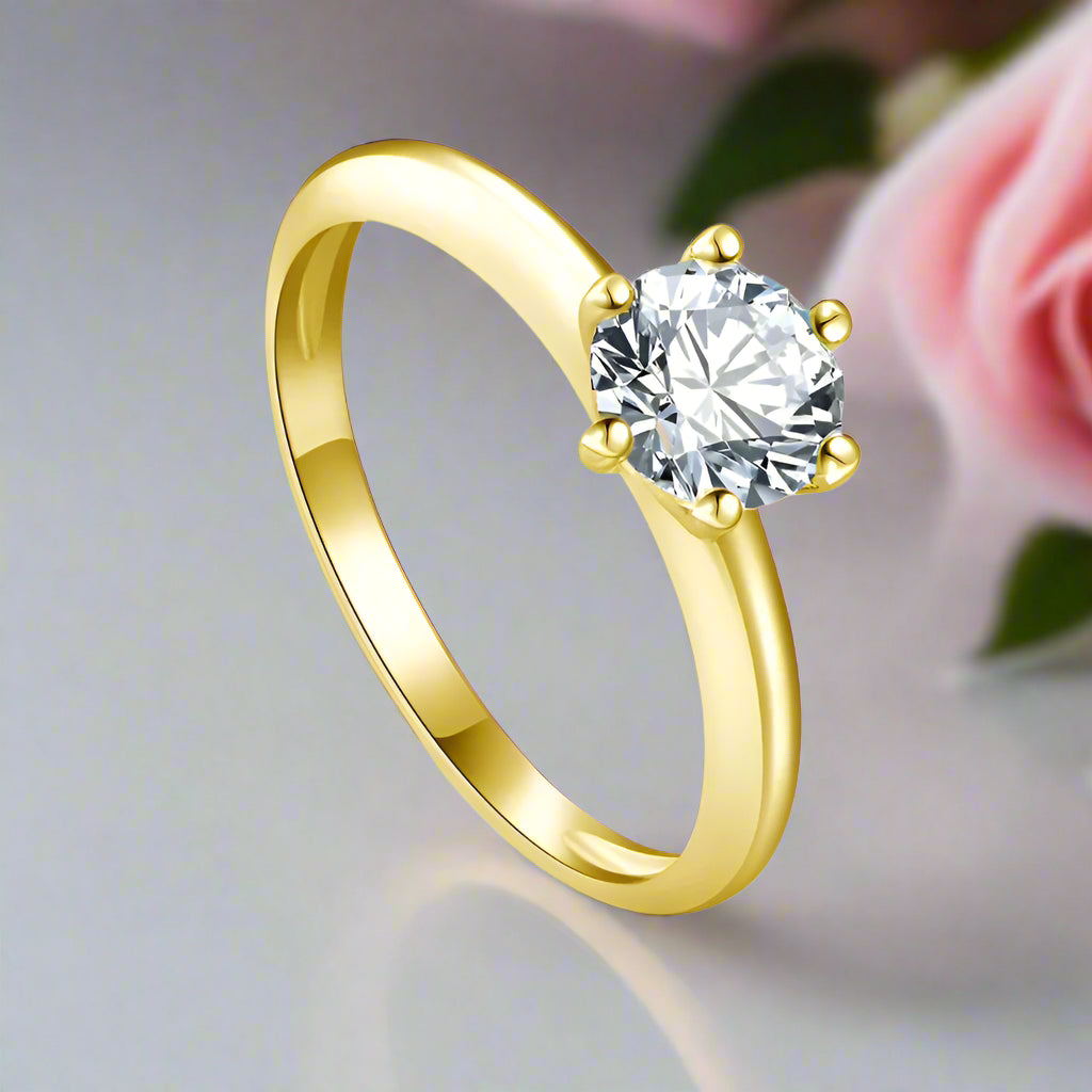 10k Gold 0.8 Ct Round Diamond Solitaire Engagement Ring-Black Diamonds New York