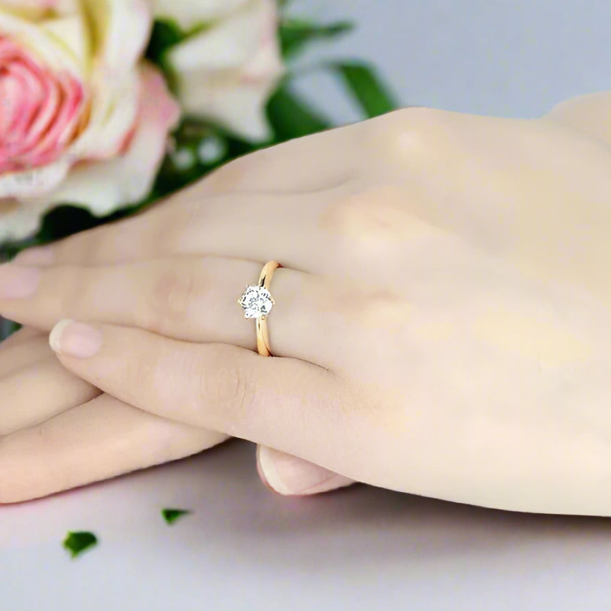 10k Gold Ct Round Diamond Solitaire Engagement Ring – Black