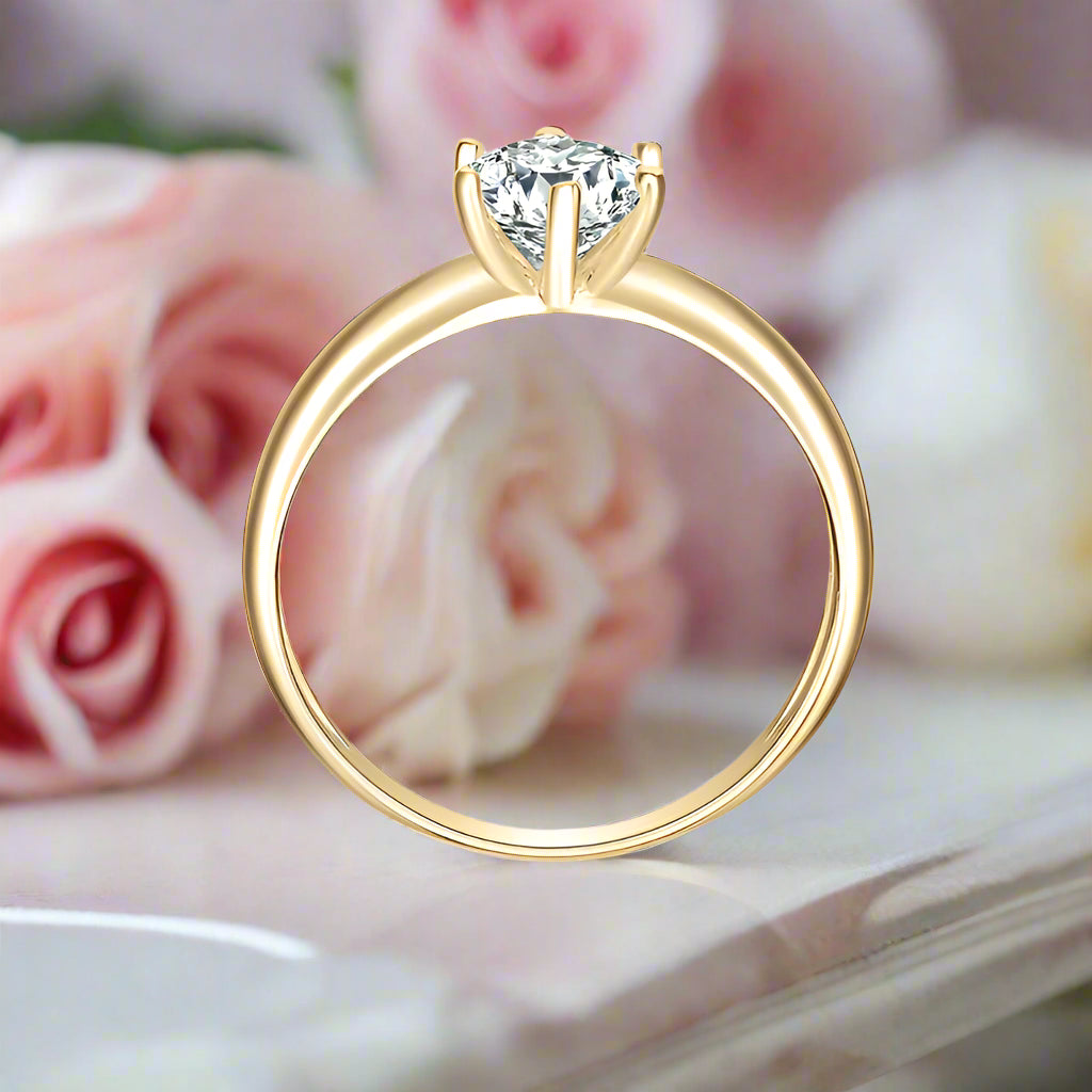 10k Gold 0.8 Ct Round Diamond Solitaire Engagement Ring-Black Diamonds New York