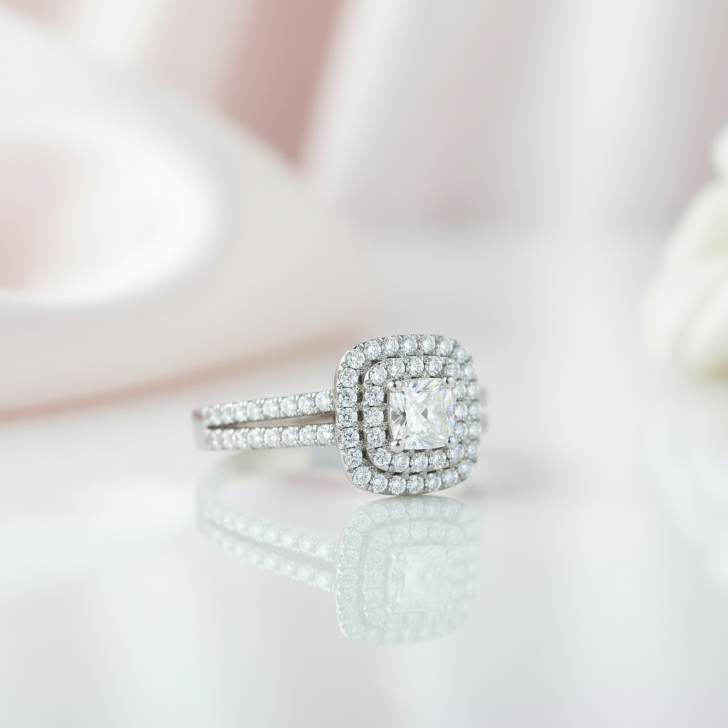 10k Gold Diamond Option Inspired Engagement Ring-Black Diamonds New York