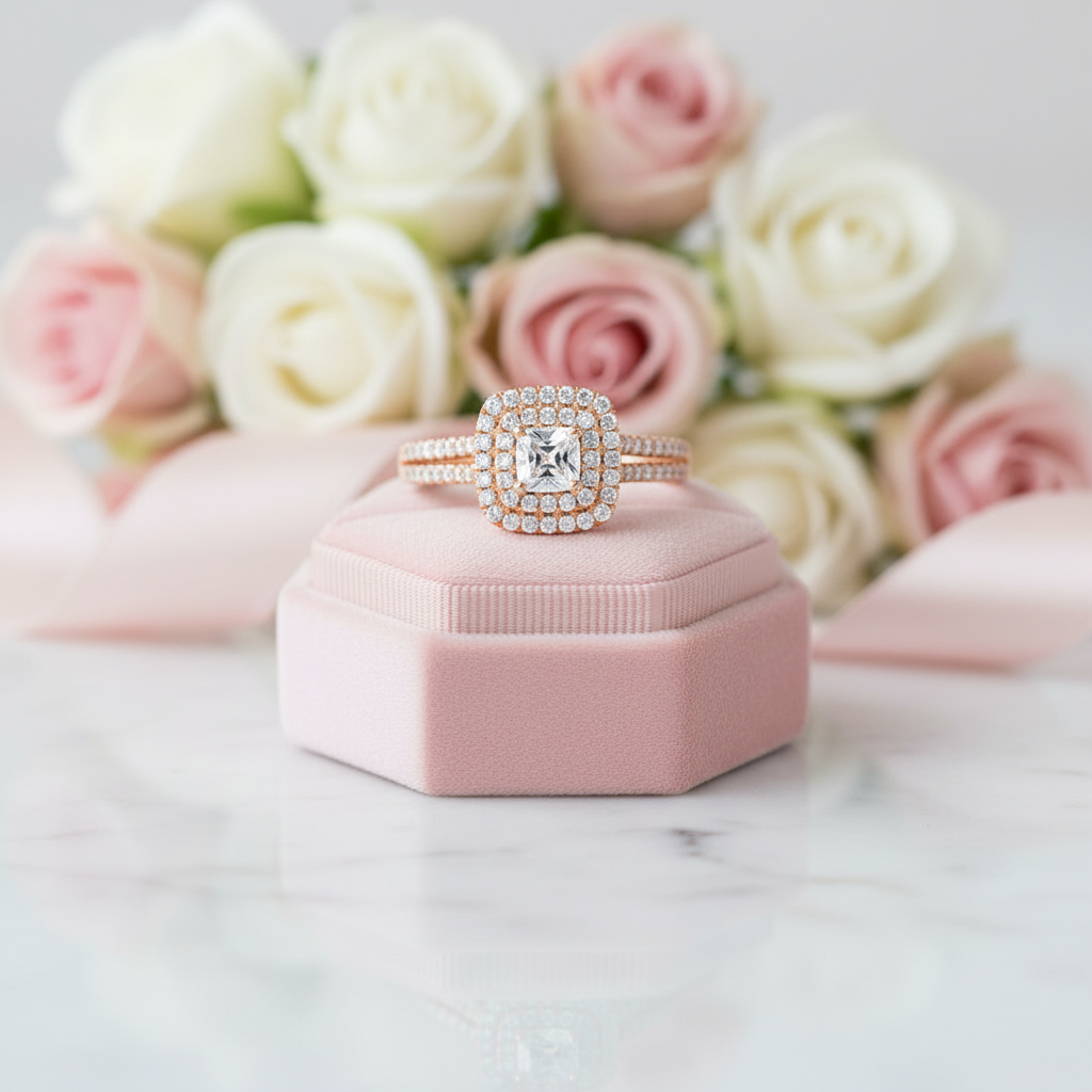 10k Gold Diamond Option Inspired Engagement Ring-Black Diamonds New York