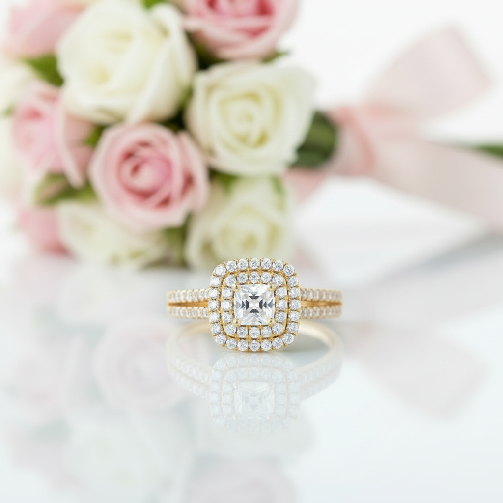 10k Gold Diamond Option Inspired Engagement Ring-Black Diamonds New York