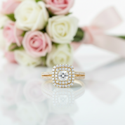 10k Gold Diamond Option Inspired Engagement Ring-Black Diamonds New York