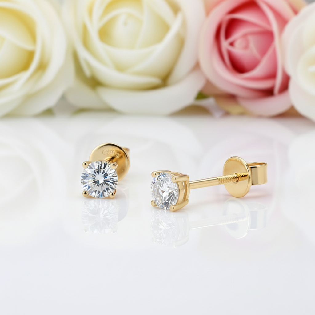 10k Solid Gold 0.3 Ct Diamond Stud Earrings-Black Diamonds New York