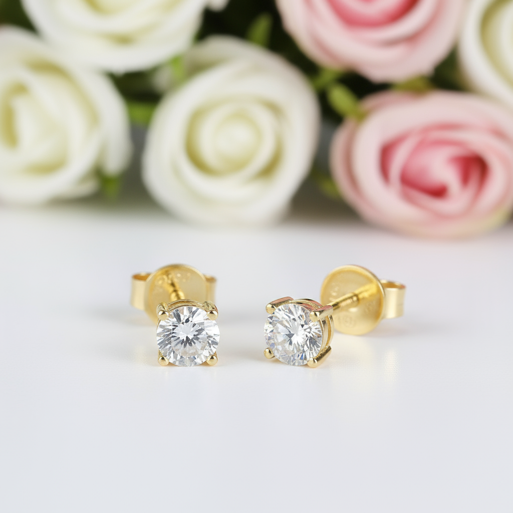 10k Solid Gold 0.3 Ct Diamond Stud Earrings-Black Diamonds New York