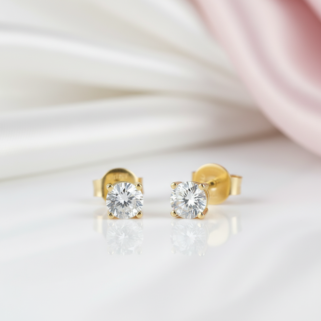 10k Solid Gold 0.3 Ct Diamond Option Stud Earrings-Black Diamonds New York