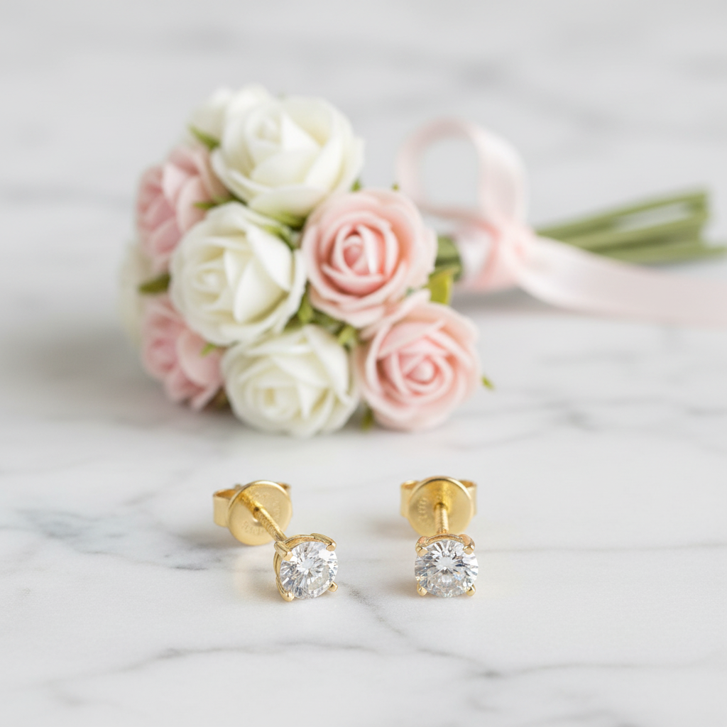 10k Solid Gold 0.3 Ct Diamond Option Stud Earrings-Black Diamonds New York
