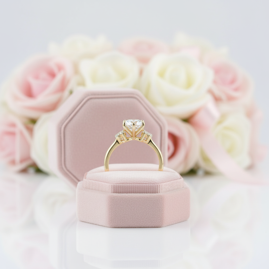10k Solid Gold 1.0 Ct Round Cut Diamond Option Engagement Ring-Black Diamonds New York