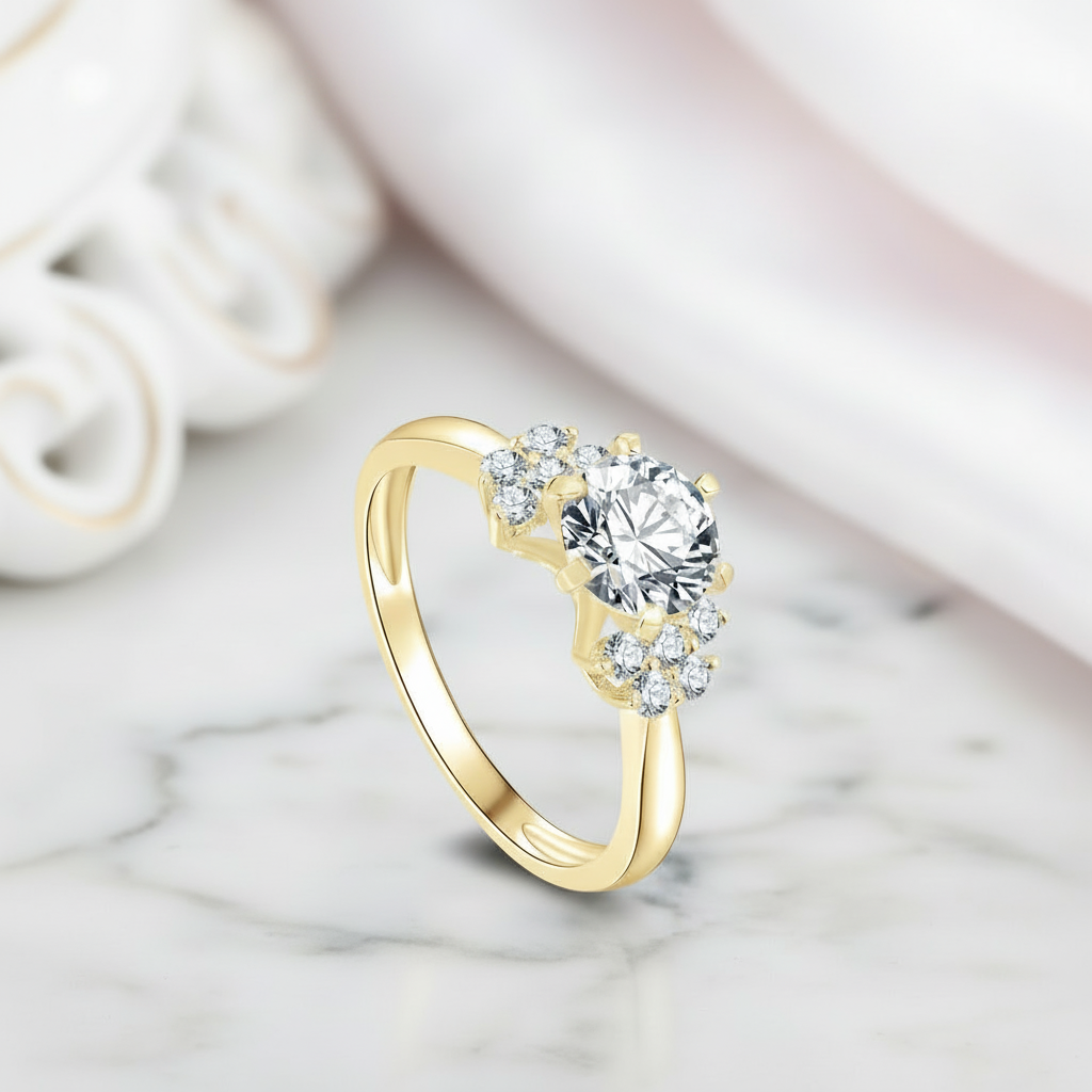 10k Solid Gold 1.0 Ct Round Cut Diamond Option Engagement Ring-Black Diamonds New York