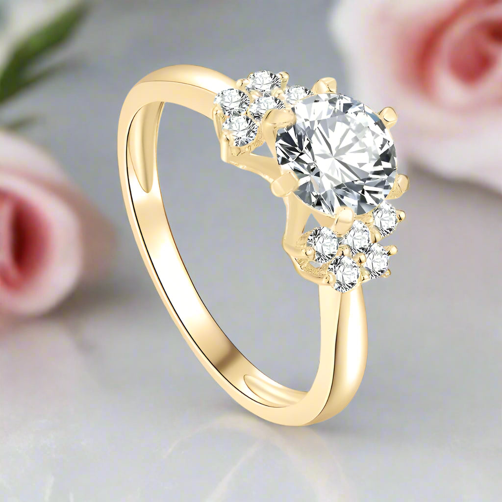 10k Solid Gold 1.0 Ct Round Cut Diamond Engagement Ring-Black Diamonds New York