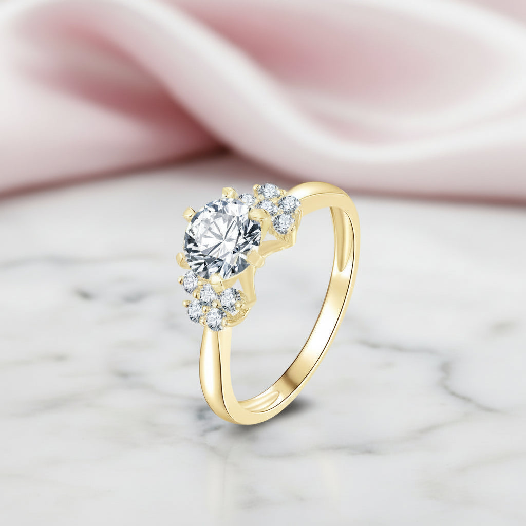 10k Solid Gold 1.0 Ct Round Cut Diamond Option Engagement Ring-Black Diamonds New York