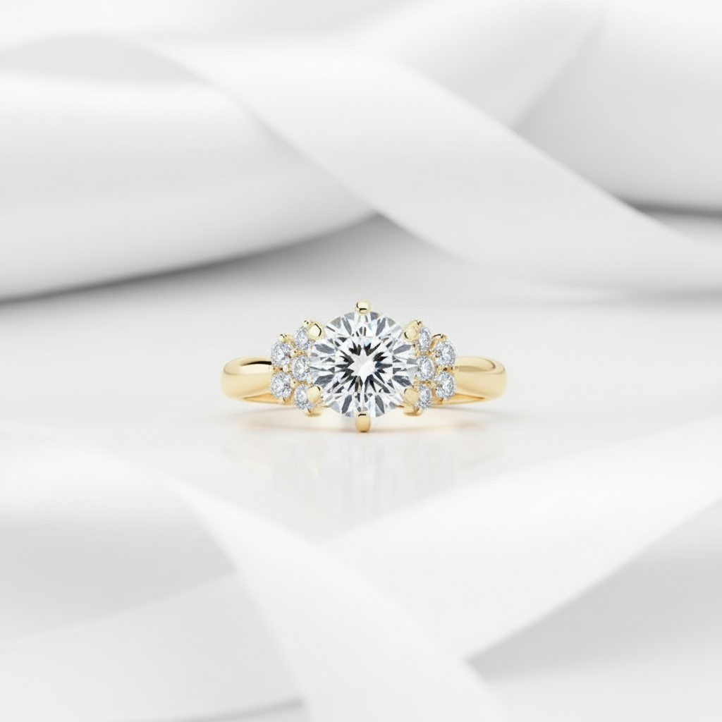 10k Solid Gold 1.0 Ct Round Cut Diamond Option Engagement Ring-Black Diamonds New York